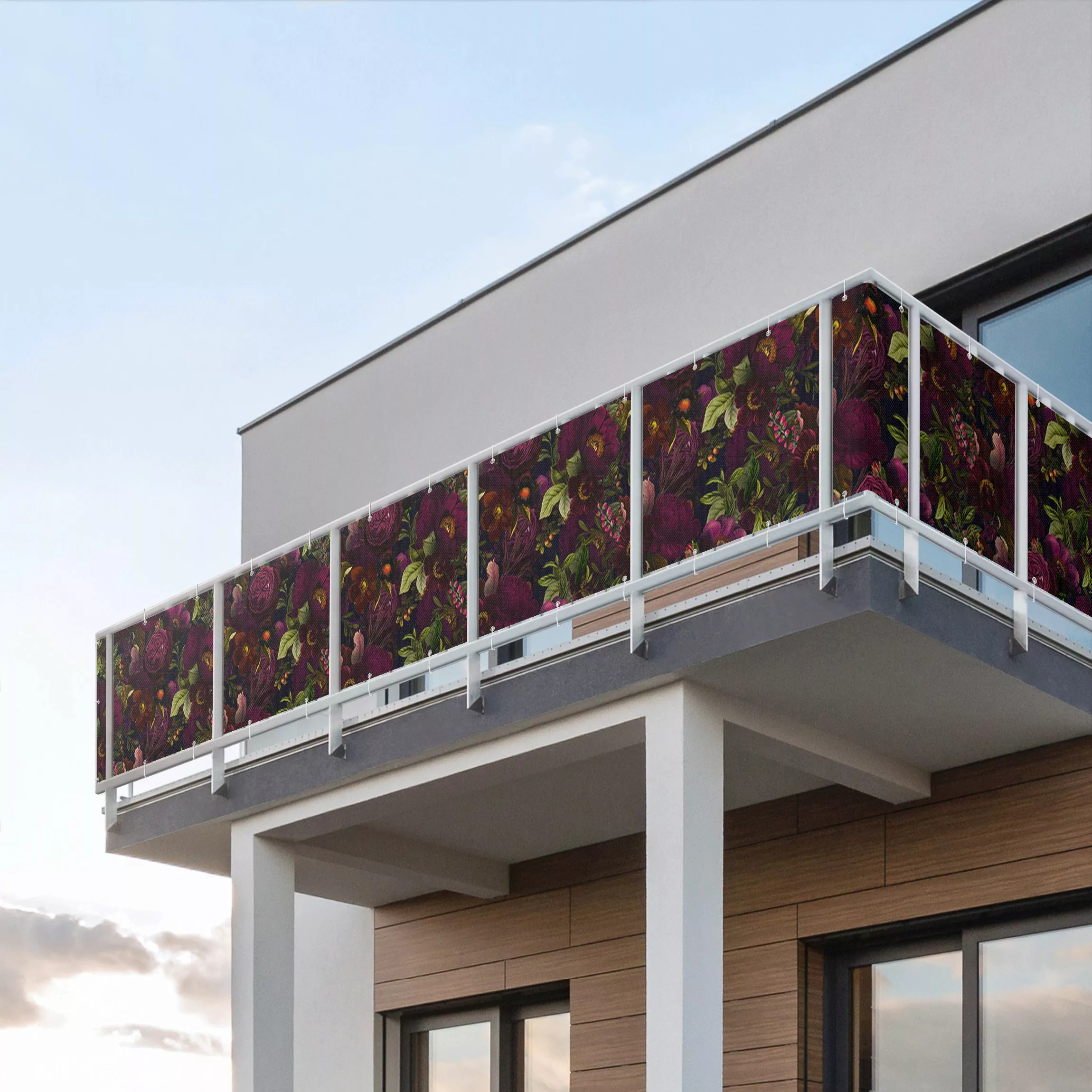 Balkon Sichtschutz Lila Blüten Dunkel günstig online kaufen