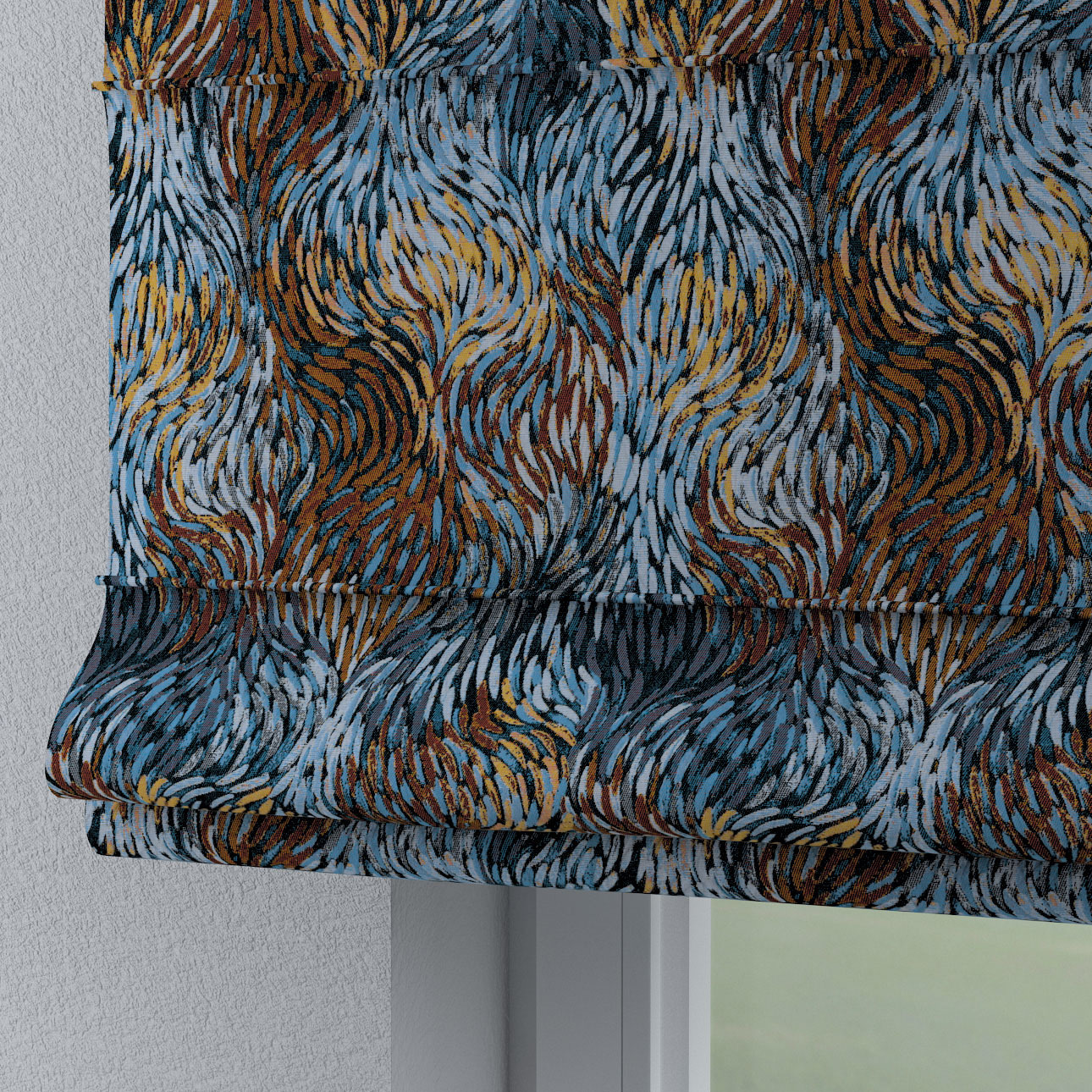 Dekoria Raffrollo Torino, blau- orange, 110 x 150 cm günstig online kaufen