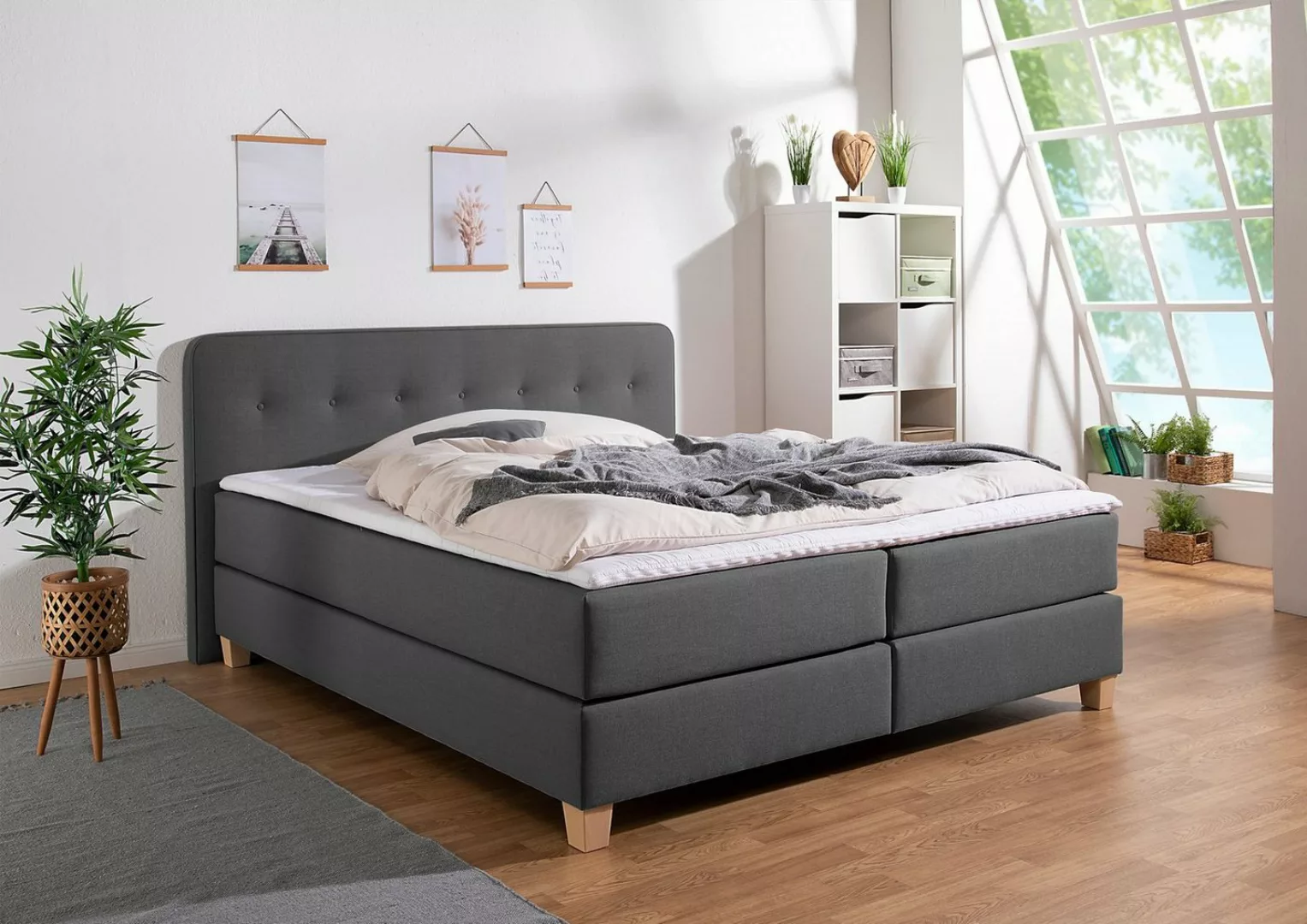 Home affaire Boxspringbett "Fargo", in Überlänge 220 cm, mit Topper, 3 Ausf günstig online kaufen