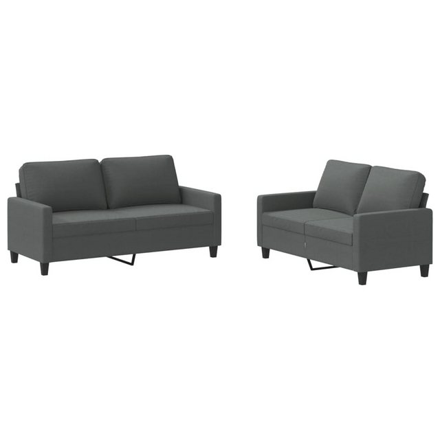 vidaXL Sofa Sofagarnitur mit Kissen Stoff, Standard, Dunkelgrau günstig online kaufen