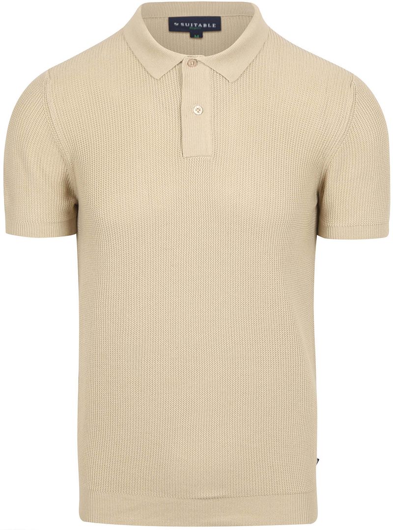 Suitable Respect Poloshirt Structure Knit Beige - Größe L günstig online kaufen