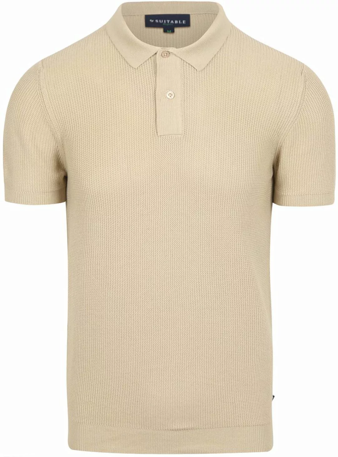 Suitable Respect Poloshirt Structure Knit Beige - Größe S günstig online kaufen