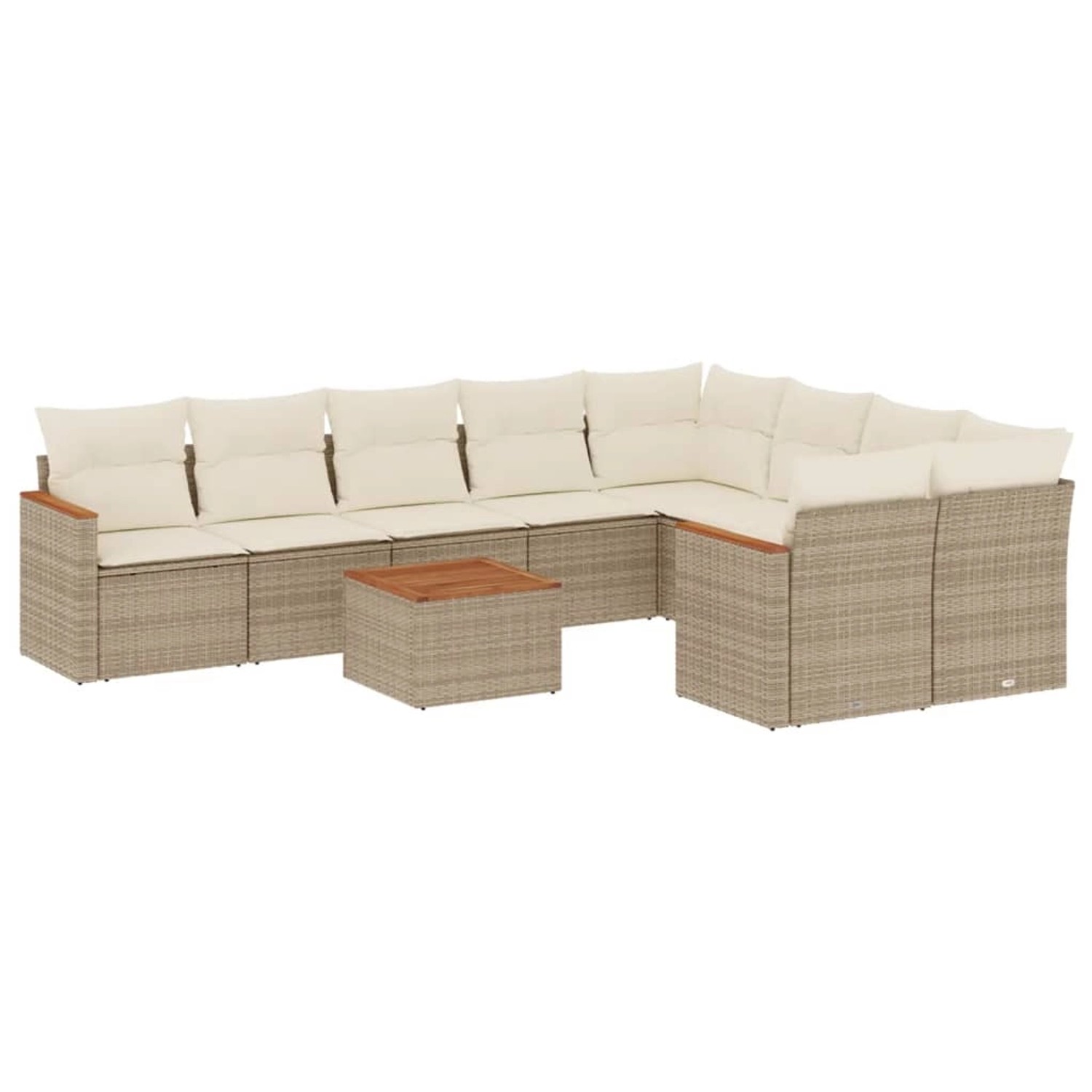 vidaXL 10-Tlg Garten-Sofagarnitur mit Kissen Beige Poly Rattan 3226310 günstig online kaufen