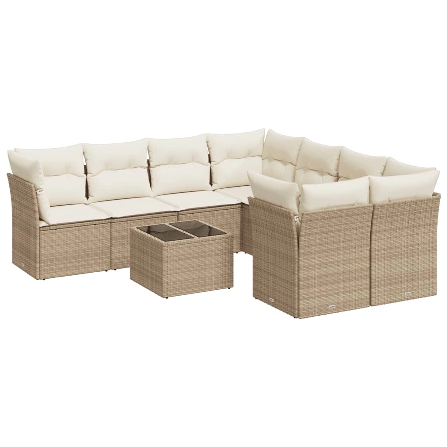 vidaXL 9-tlg Garten-Sofagarnitur mit Kissen Beige Poly Rattan Modell 2 günstig online kaufen