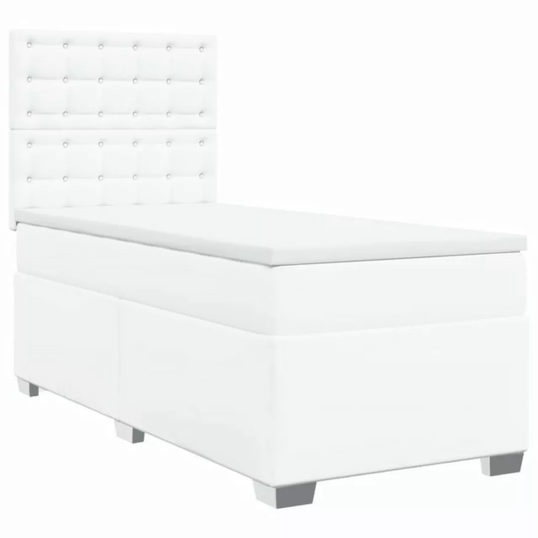 vidaXL Bett Boxspringbett mit Matratze Weiß 90x190 cm Kunstleder günstig online kaufen