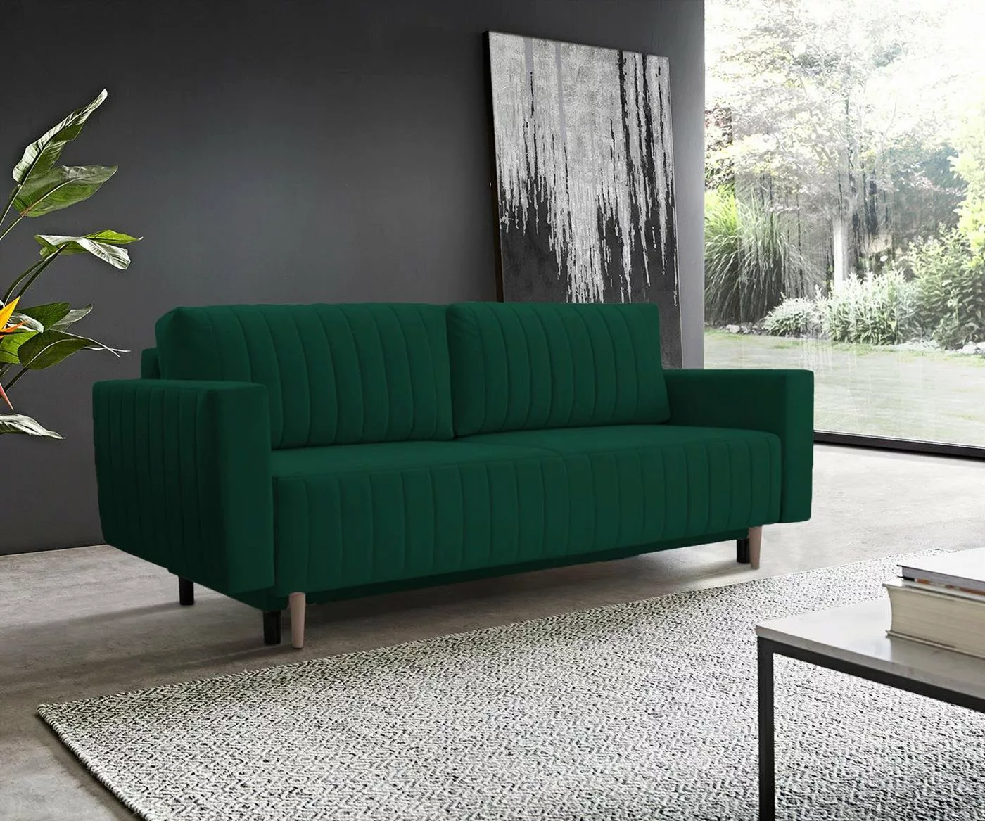 Beautysofa 3-Sitzer RAVI, 225 cm Veloursstoff Polstersofa, mit Bettfunktion günstig online kaufen