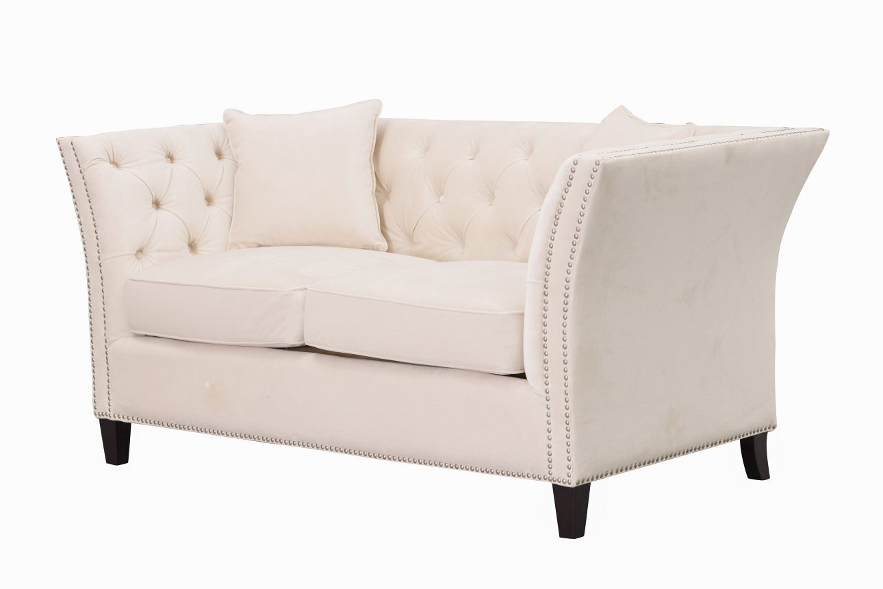 Sofa Chesterfield Modern Velvet Cream 2-Sitzer, 172 x 87 x 82 cm günstig online kaufen