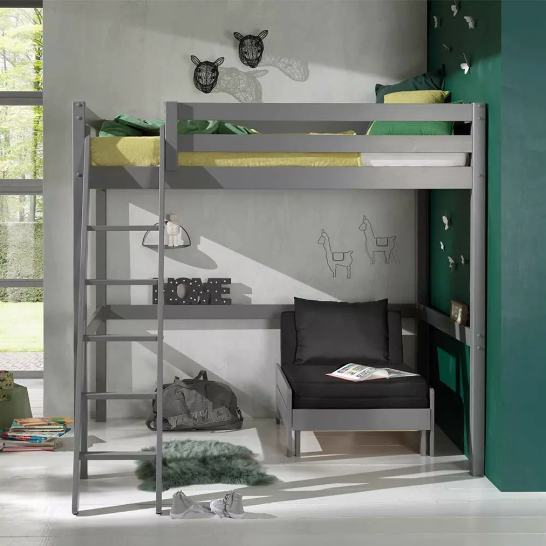 Kinderzimmermöbel aus Kiefer Massivholz Grau Sessel (zweiteilig) günstig online kaufen