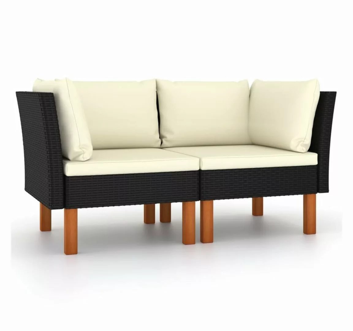 Ecksofas 2 Stk. Poly Rattan Und Eukalyptus Massivholz günstig online kaufen