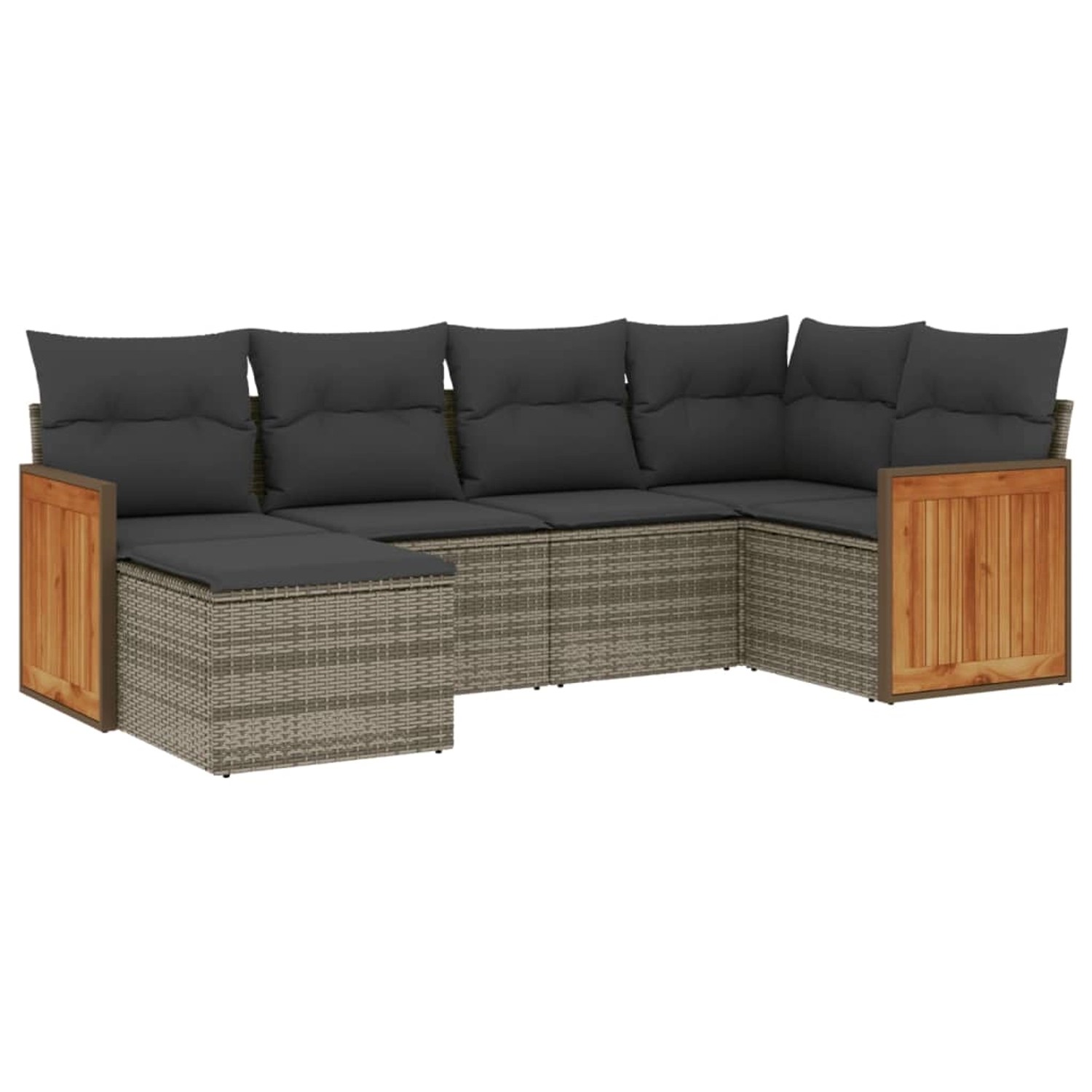 vidaXL 6-Tlg Garten-Sofagarnitur mit Kissen Grau Poly Rattan 3227859 günstig online kaufen
