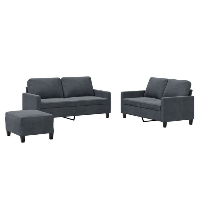 vidaXL Sofa Sofagarnitur Set mit Kissen Samt, 3-tlg., Dunkelgrau günstig online kaufen