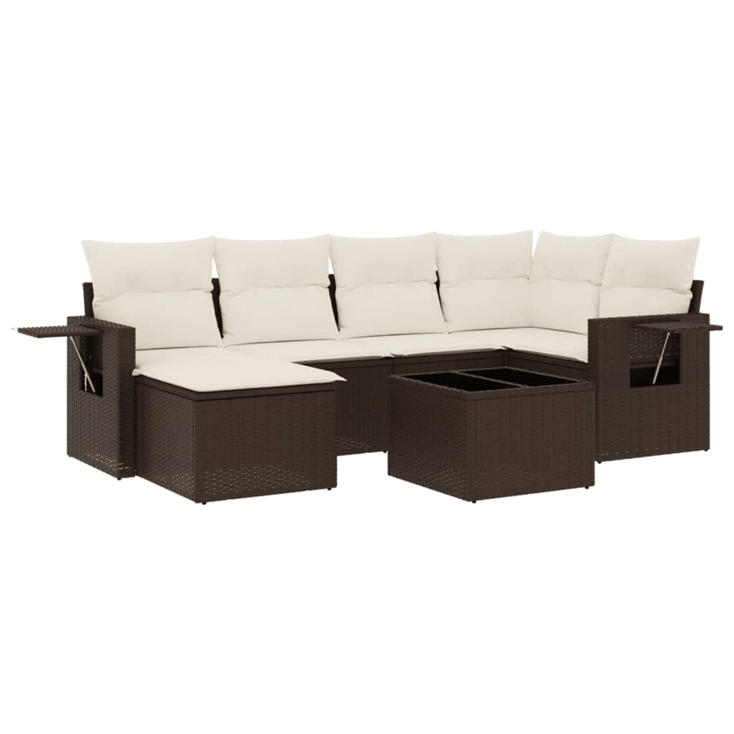 vidaXL 7-Tlg Garten-Sofagarnitur mit Kissen Braun Poly Rattan 3252810 günstig online kaufen