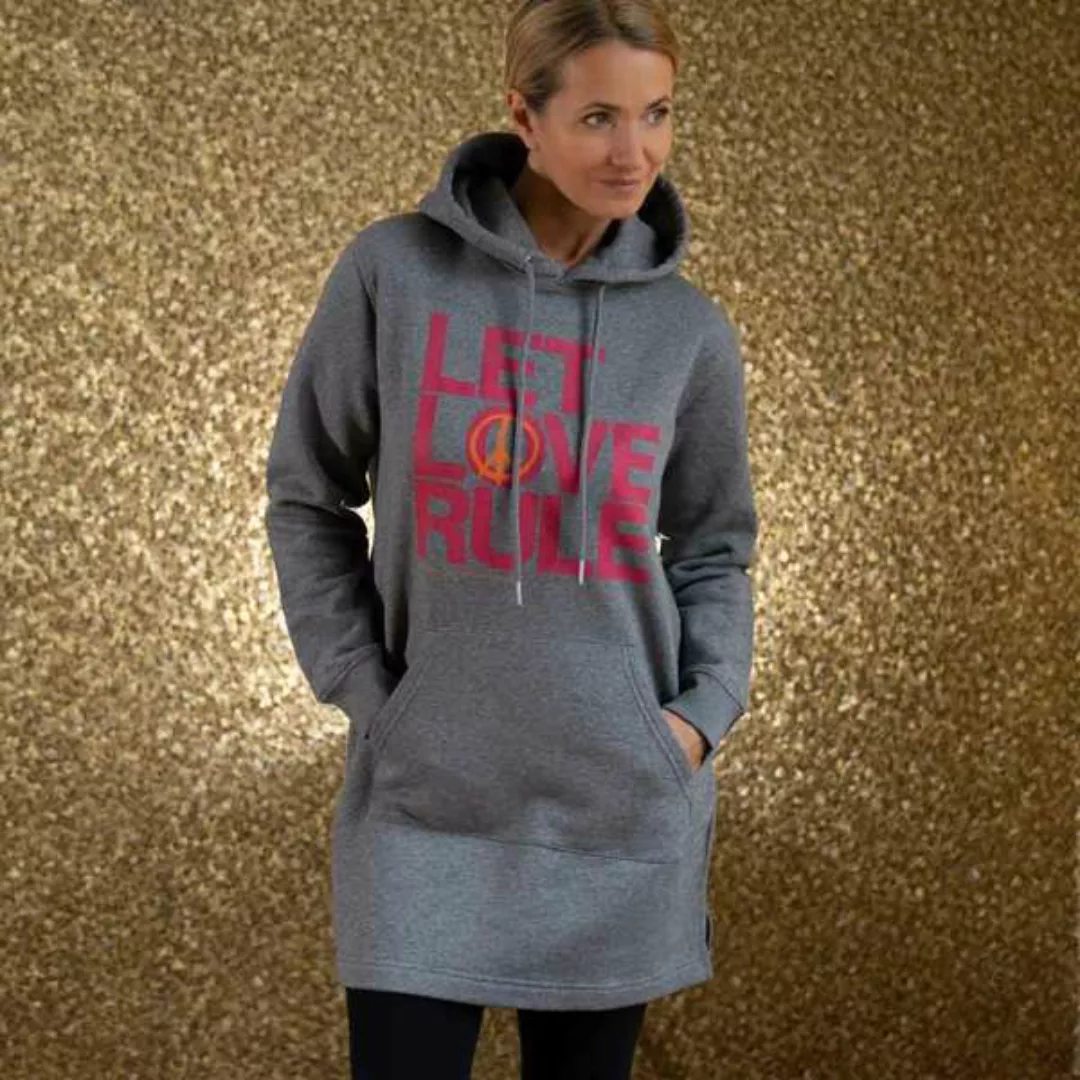 Sweatshirt Hoodie Kleid - Let Love Rule Pink günstig online kaufen