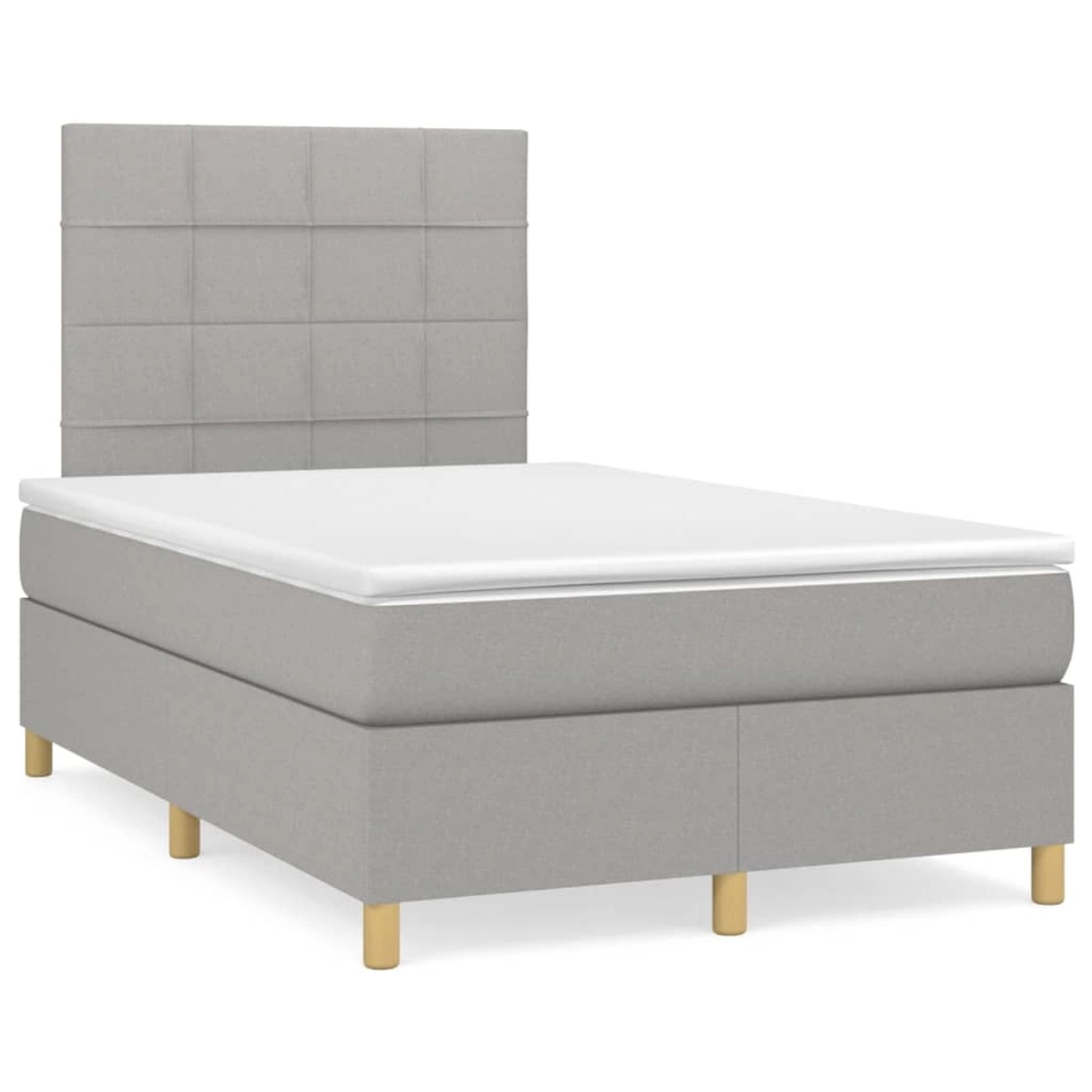 vidaXL Boxspringbett Boxspringbett mit Matratze Hellgrau 120x200 cm Stoff B günstig online kaufen