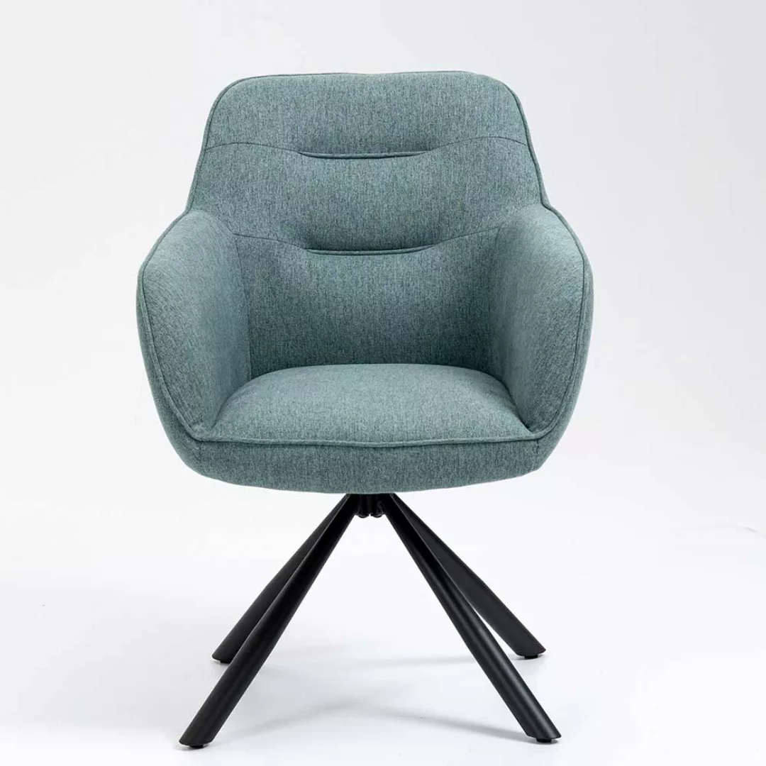 Esstisch Stühle mit Armlehnen drehbar in Türkis Schwarz (2er Set) günstig online kaufen