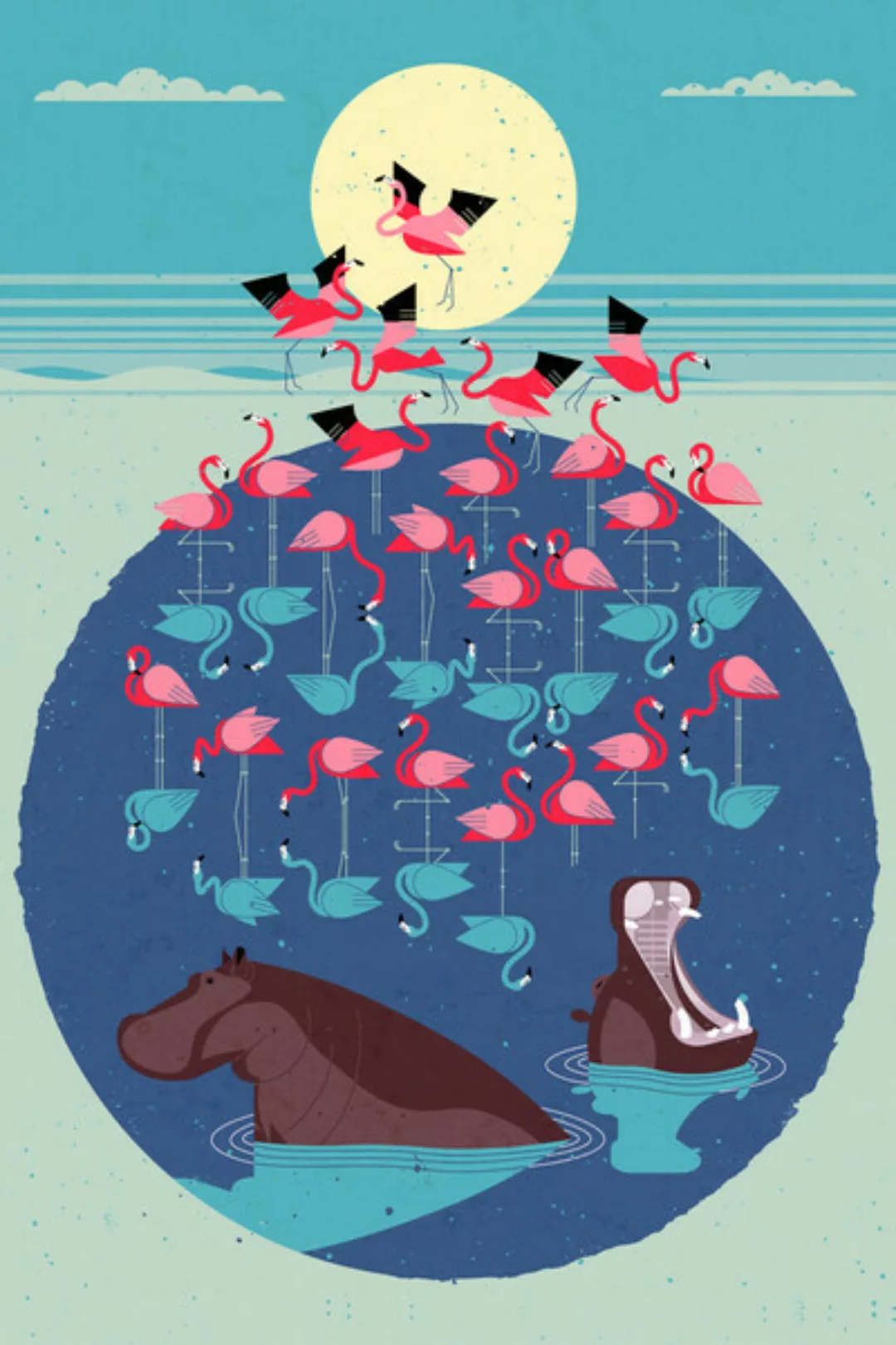 Poster / Leinwandbild - Flamingo See günstig online kaufen