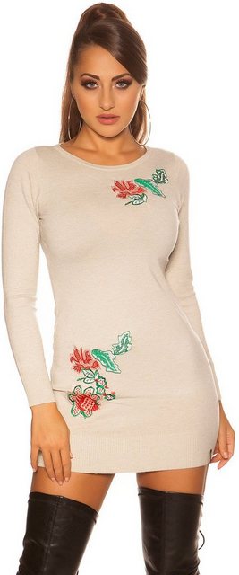 Koucla Longpullover Minikleid mit floralem Akzent, Langarm Kleid Blumen günstig online kaufen