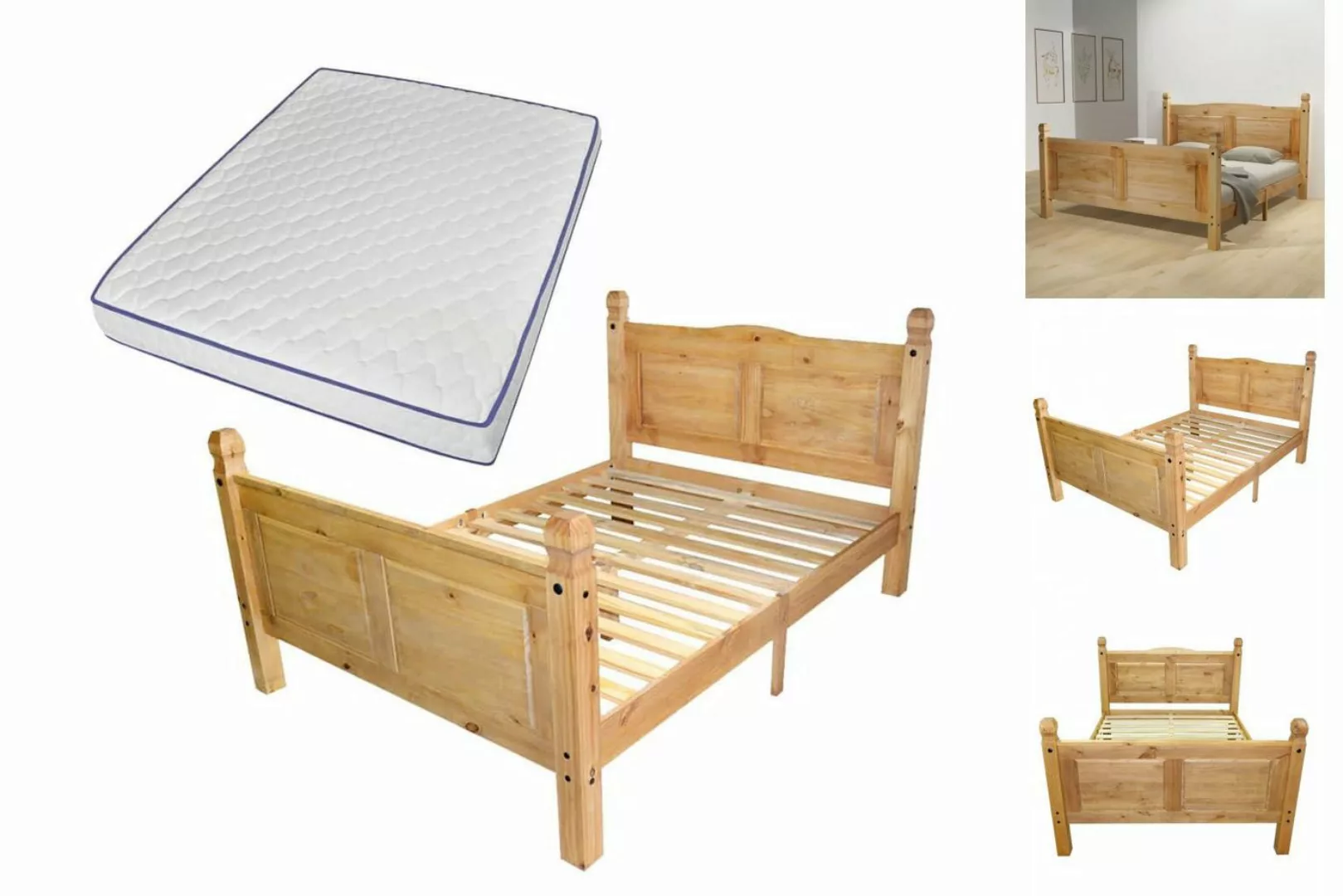 vidaXL Bettgestell Bett Memory-Matratze Mexikanische Kiefer Corona 160 x 20 günstig online kaufen