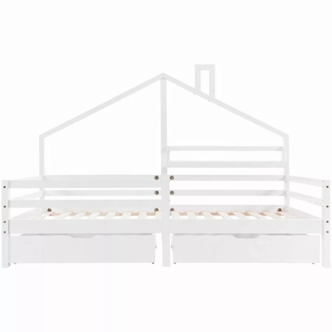 Odikalo Kinderbett Hausbett Ablageregal mit/ohne 2 Schubladen Rollen 90x200 günstig online kaufen