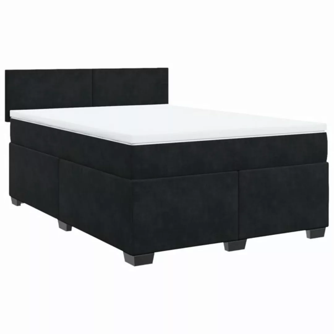 vidaXL Bett Boxspringbett mit Matratze Schwarz 140x200 cm Samt günstig online kaufen