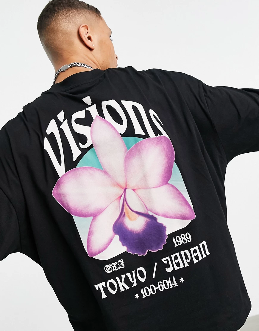ASOS DESIGN – Langärmliges, schwarzes Oversize-Shirt aus Bio-Baumwolle mit günstig online kaufen