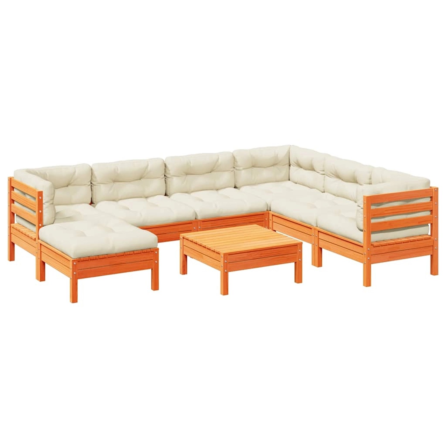 vidaXL 8-Tlg Garten-Sofagarnitur mit Kissen Wachsbraun Kiefernholz 3299560 günstig online kaufen
