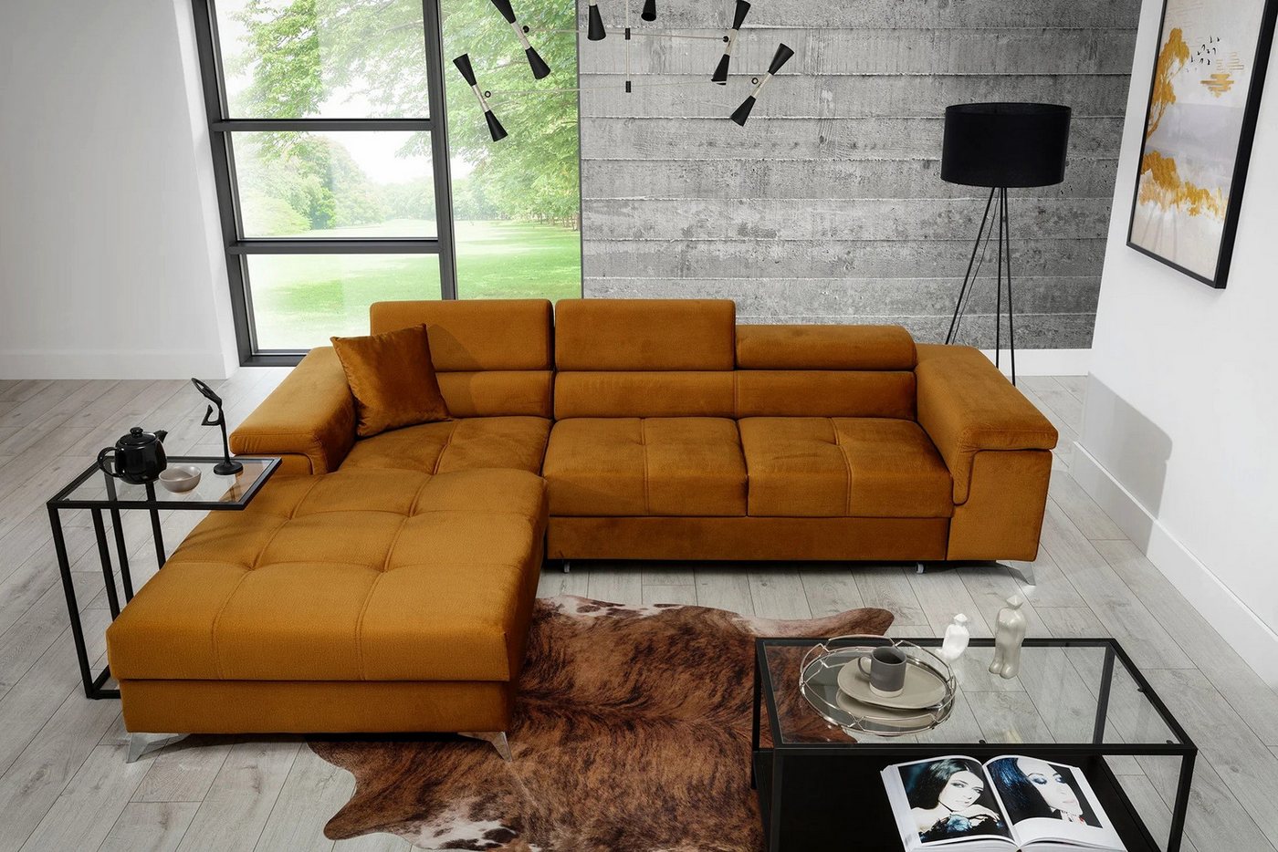 DB-Möbel Ecksofa RIKARDS mit Schlaffunktion 281X205cm. Ecksofa vom Herstell günstig online kaufen