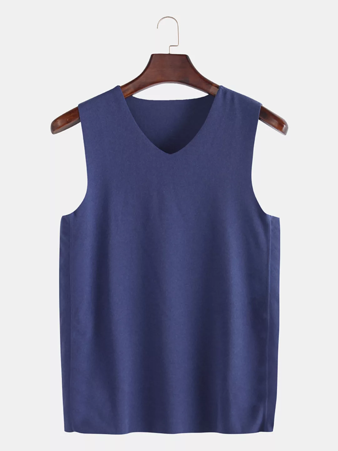 Men Plus Unterwäsche-Tanktops aus Samt Nahtlose Plain V Neck Lange Unterhem günstig online kaufen