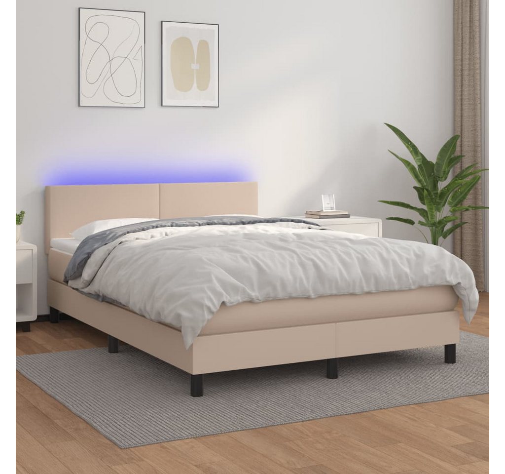 vidaXL Boxspringbett Bett Boxspringbett mit Matratze & LED Kunstleder (140 günstig online kaufen