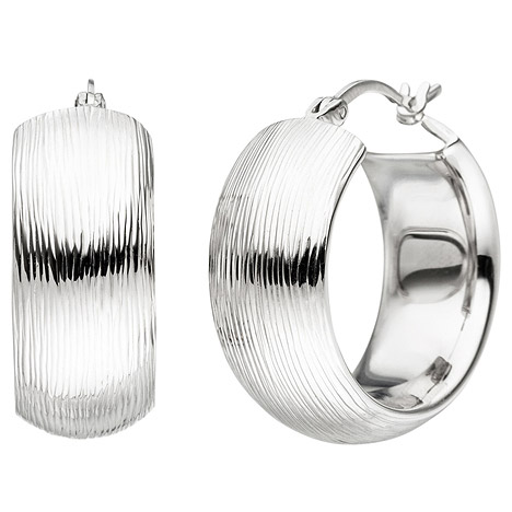 SIGO Creolen breit 925 Sterling Silber mit Struktur Ohrringe Silbercreolen günstig online kaufen