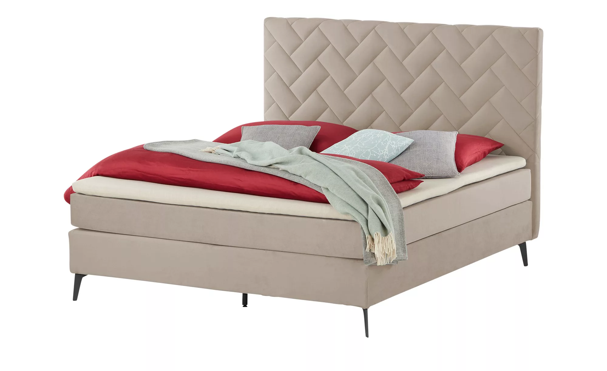 SKAGEN BEDS Boxspringbett  Weave ¦ beige ¦ Maße (cm): B: 180 H: 122 Betten günstig online kaufen