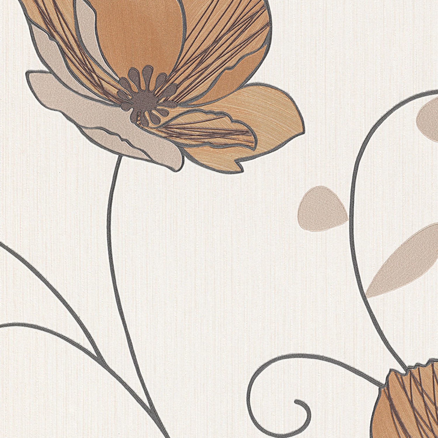 Bricoflor Blumentapete in Braun günstig online kaufen