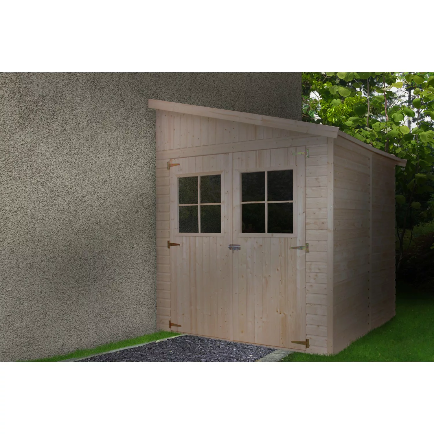 Timbela Anbau-Gartenhaus Holz M338+M338G 4 m² ohne Seitenwand mit Boden günstig online kaufen
