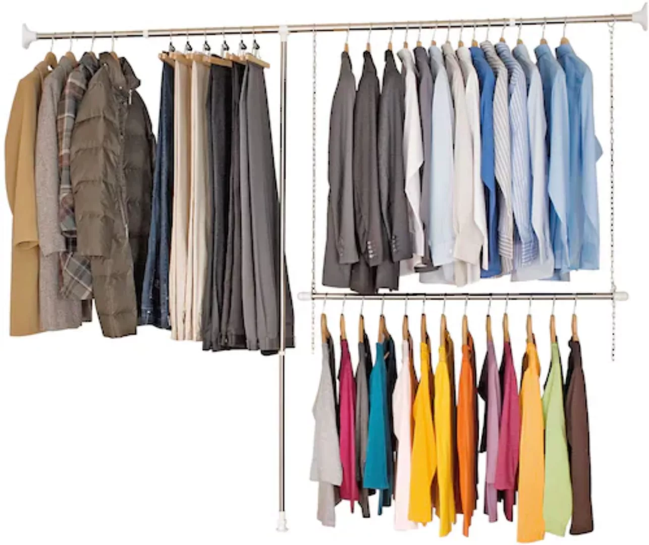 WENKO Teleskopregal »Garderobe«, (Set, 3 St.), flexibles Kleiderstangensyst günstig online kaufen