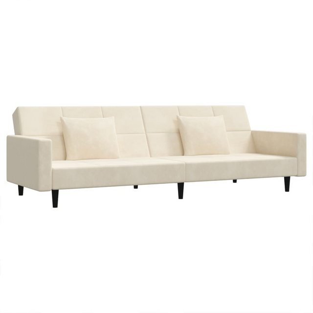 vidaXL Sofa Schlafsofa 2-Sitzer mit 2 Kissen Creme Samt günstig online kaufen