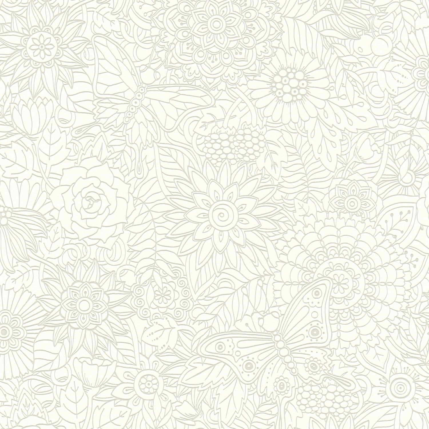 Bricoflor Vlies Blumentapete Weiß Florale Tapete mit Blumenmuster und Schme günstig online kaufen