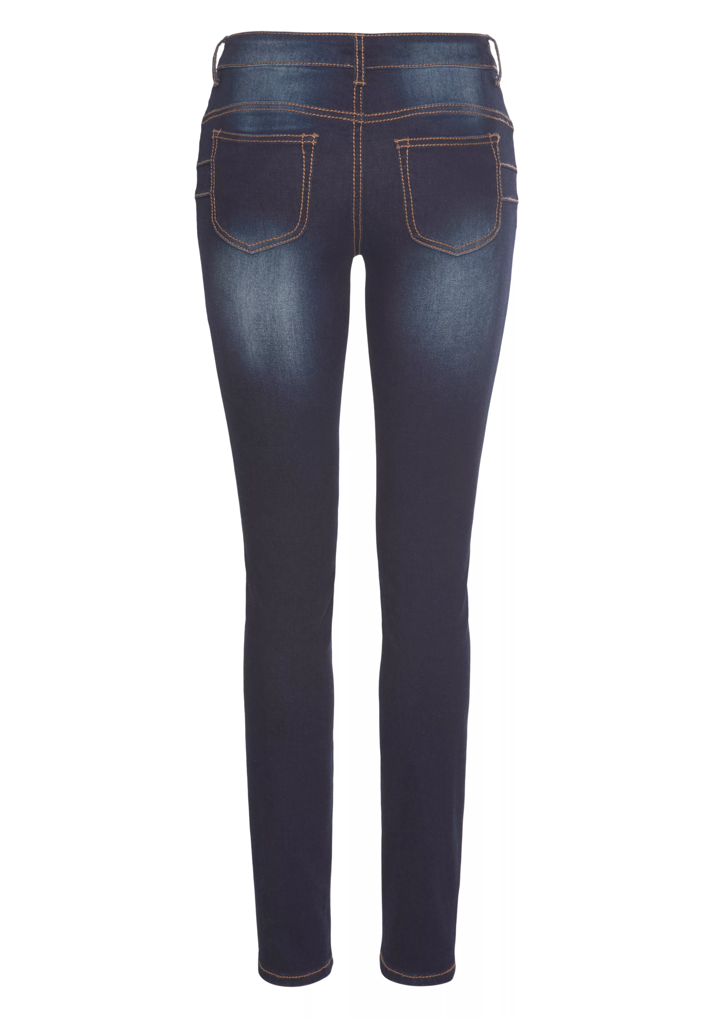 Arizona Slim-fit-Jeans "mit sichtbarer, schräger Knopfleiste", Mid Waist günstig online kaufen