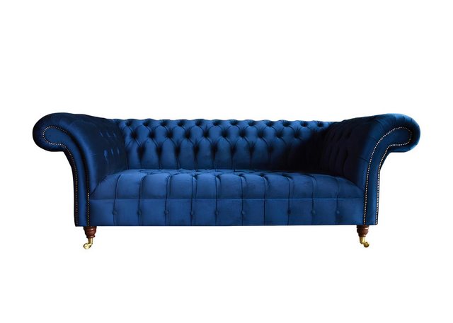 Xlmoebel Sofa Dreisitzer Chesterfield-Sofa in blauem Luxus-Design aus samti günstig online kaufen