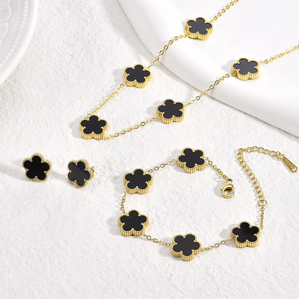 RWEUOQ Schmuckset Kleeblatt Schmuck-Set Armband Halskette günstig online kaufen