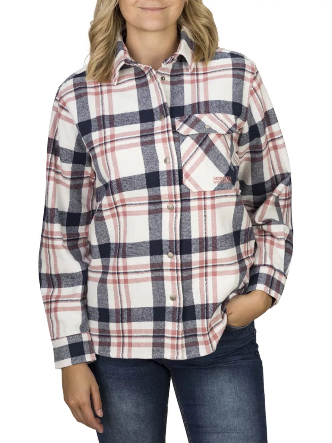 DENIMFY Flanellhemd Damen kariert Baumwolle warm dickes Material Hemdjacke günstig online kaufen