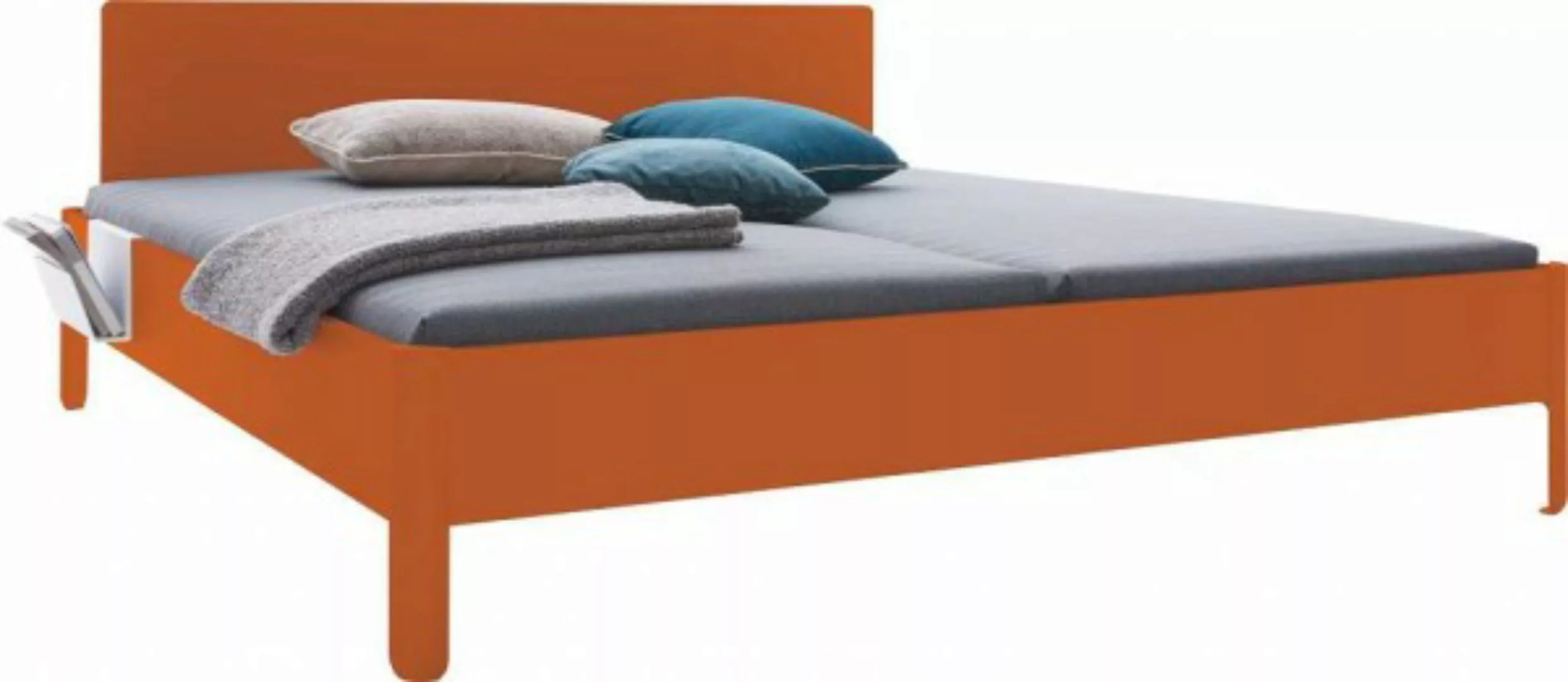 NAIT Doppelbett farbig lackiert Tizianrot 200 x 200cm Mit Kopfteil günstig online kaufen