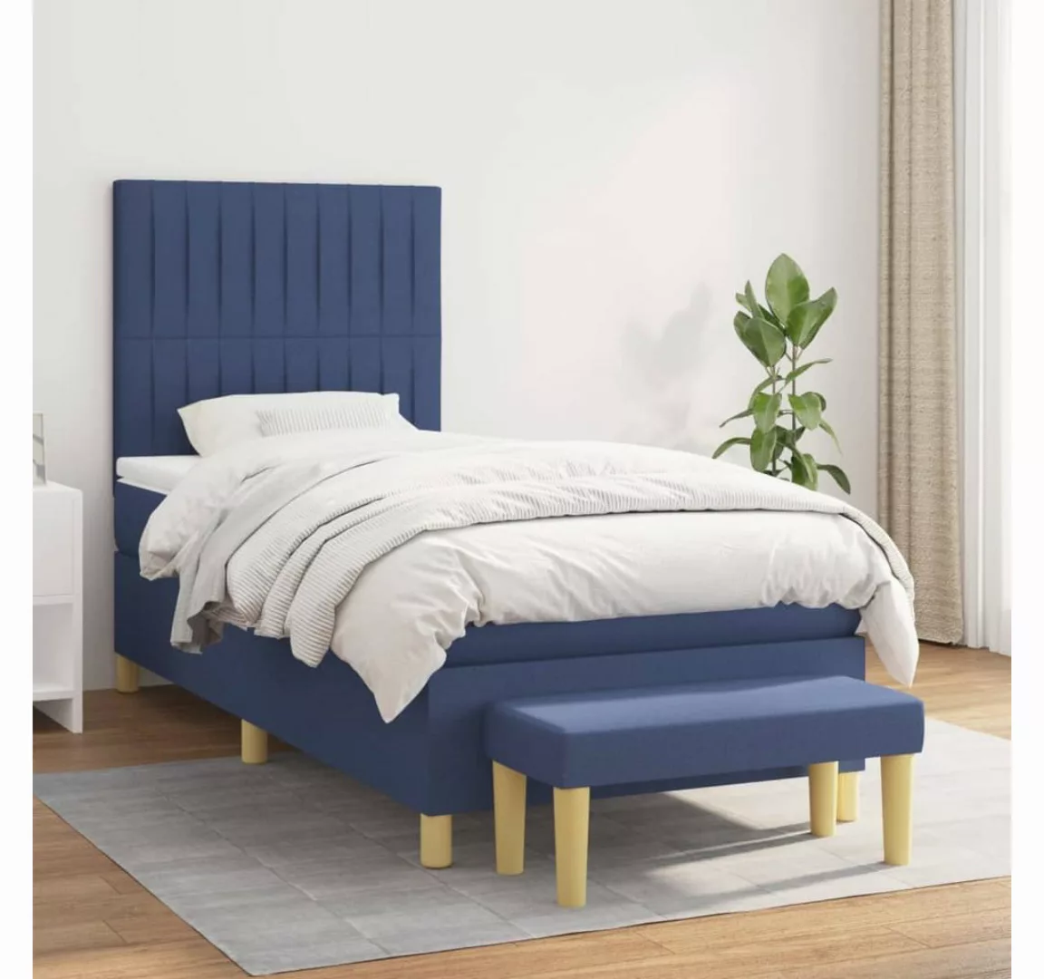 vidaXL Boxspringbett Boxspringbett mit Matratze und Fusshocker Stoff (90 x günstig online kaufen