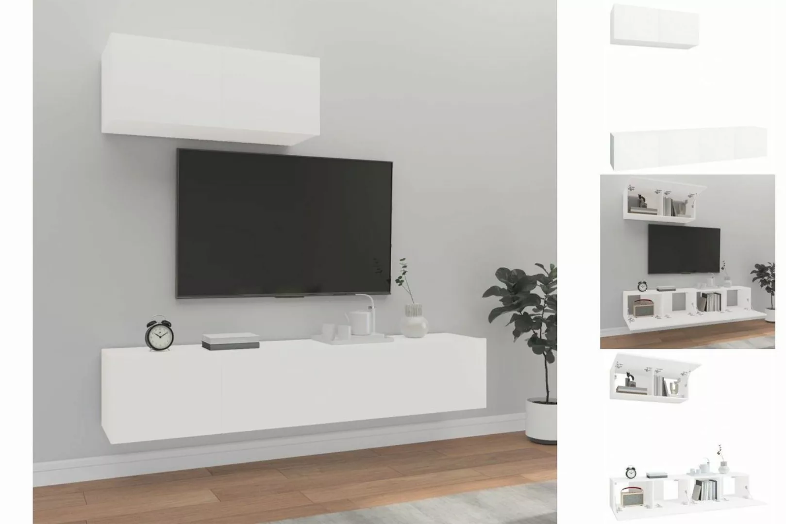 vidaXL TV-Schrank 3-tlg TV-Schrank-Set Weiß Spanplatte TV-Lowboard günstig online kaufen