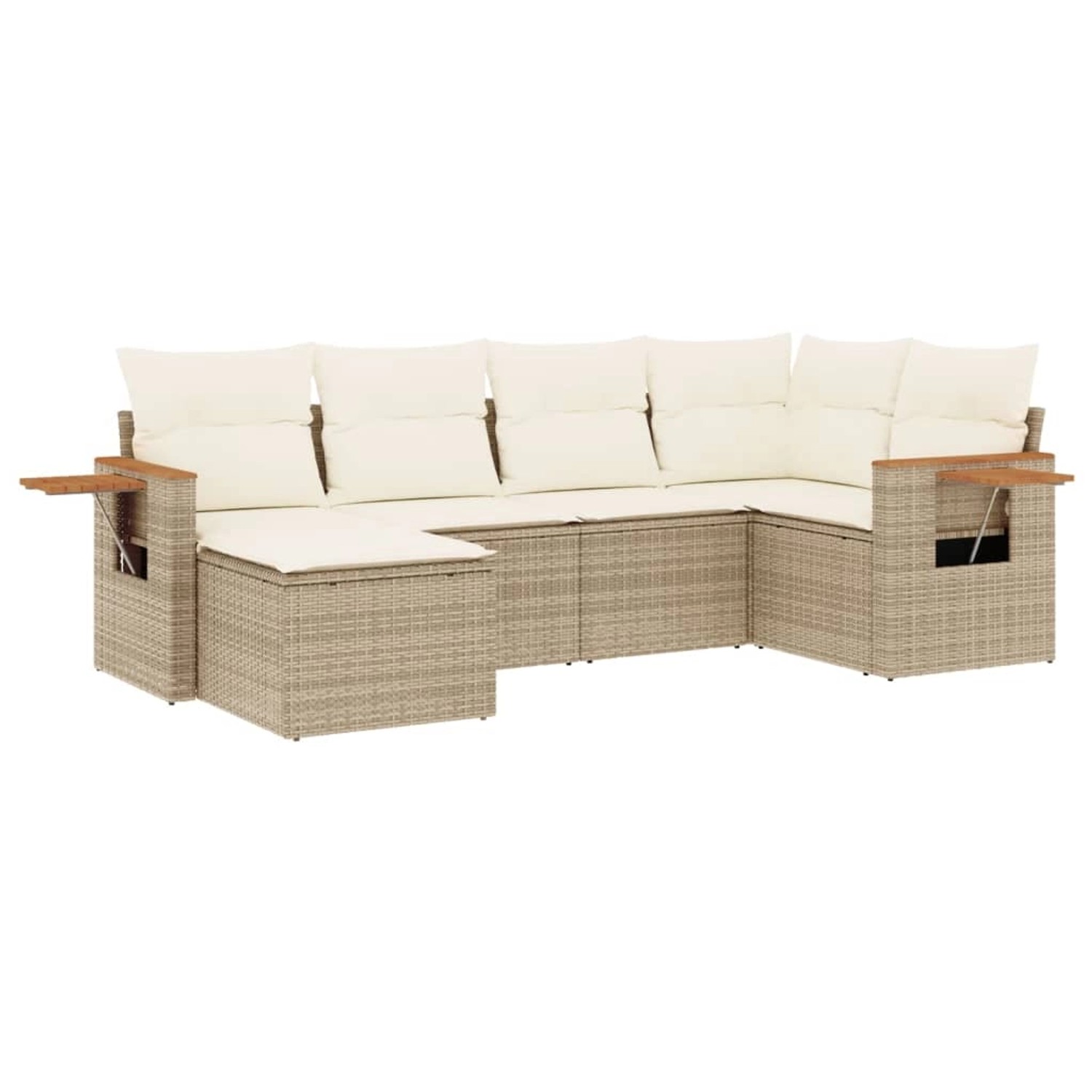 vidaXL 6-Tlg Garten-Sofagarnitur mit Kissen Beige Poly Rattan 3259419 günstig online kaufen