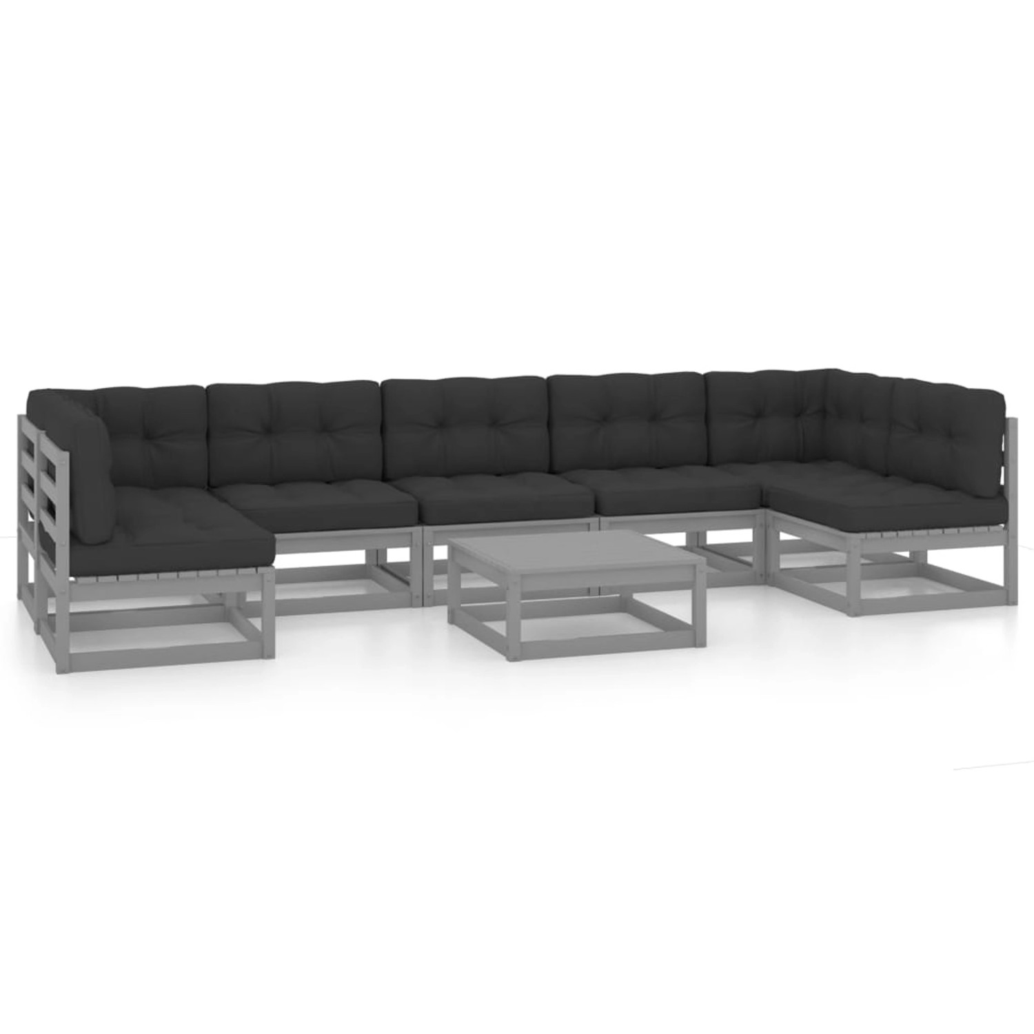 8-tlg. Garten-lounge-set Mit Kissen Grau Kiefer Massivholz günstig online kaufen