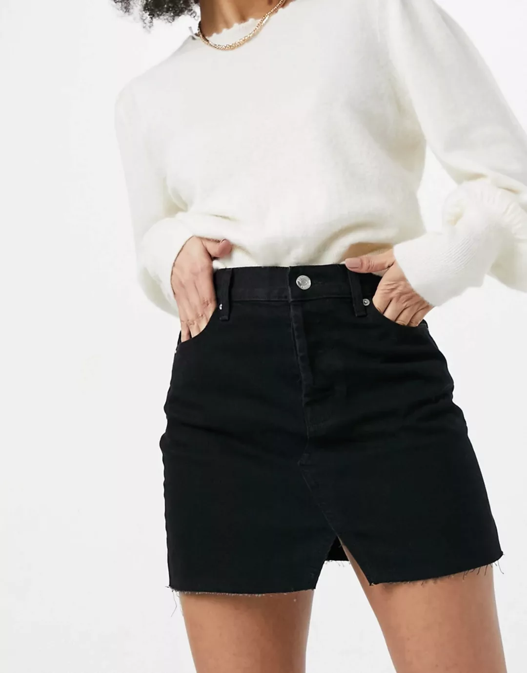 ASOS DESIGN – Original – Mini-Jeansrock in Schwarz günstig online kaufen