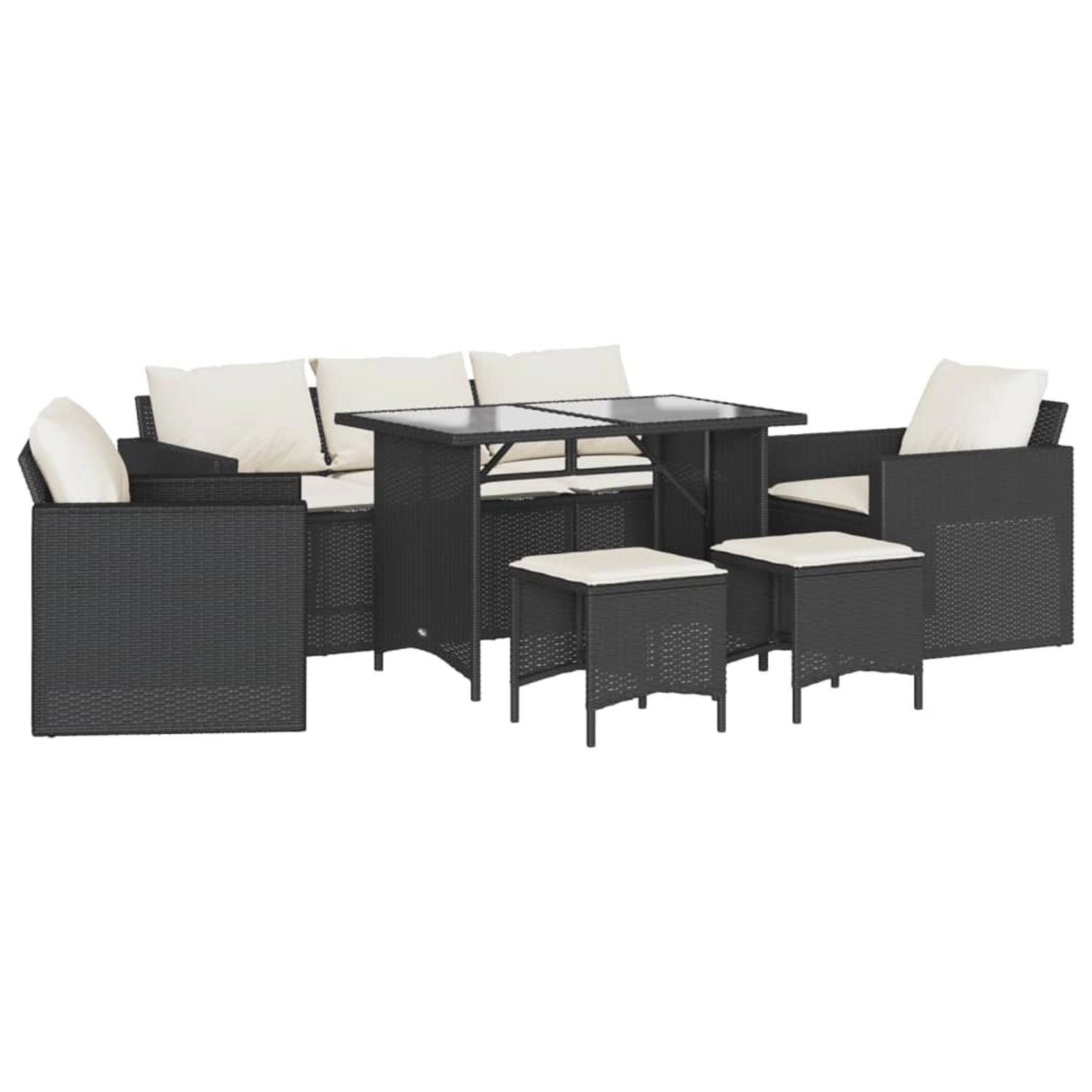 vidaXL 6-tlg Garten-Sofagarnitur mit Kissen Schwarz Poly Rattan Modell 248 günstig online kaufen