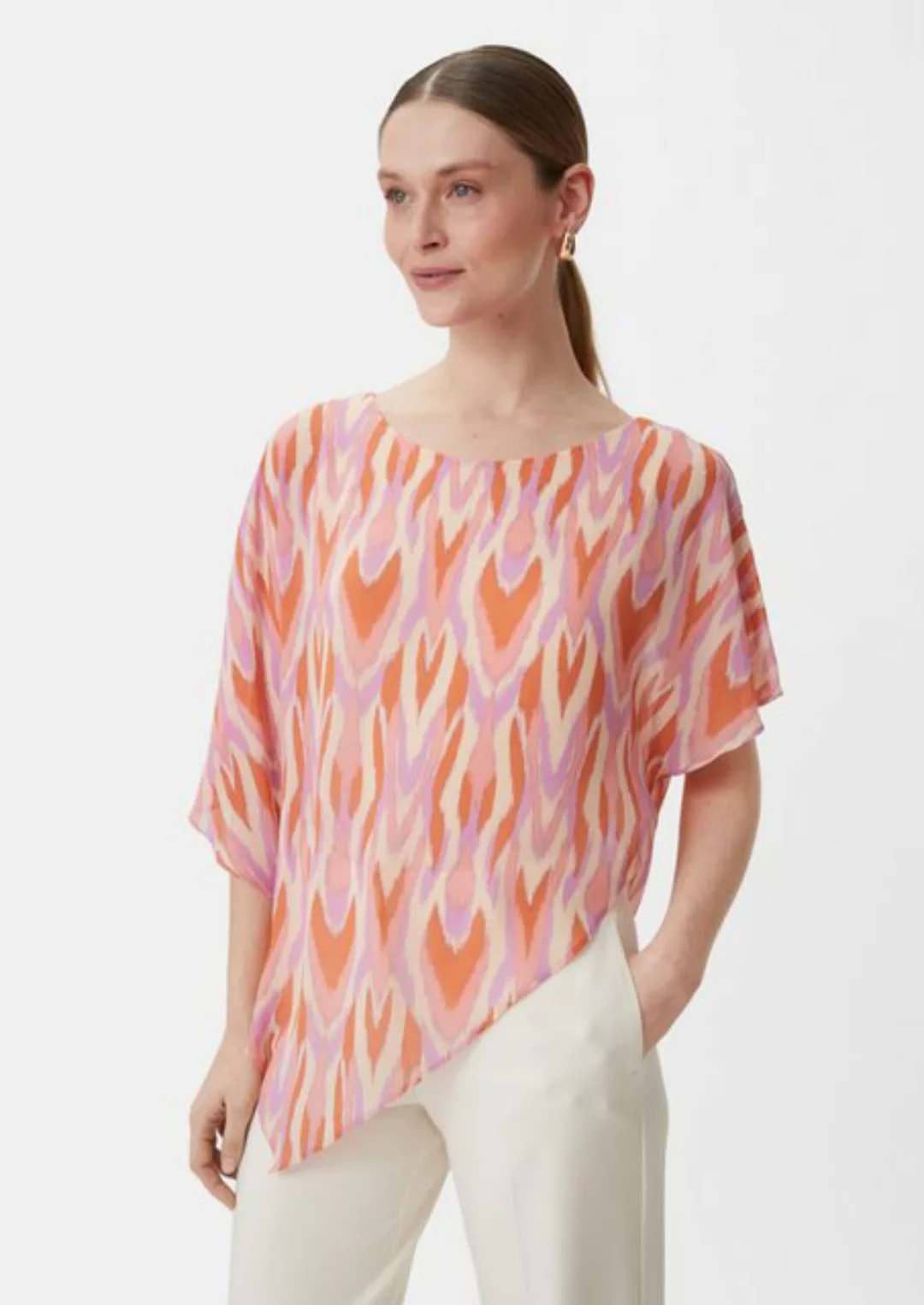 Comma Kurzarmbluse Bluse mit asymmetrischem Chiffon-Overlay günstig online kaufen