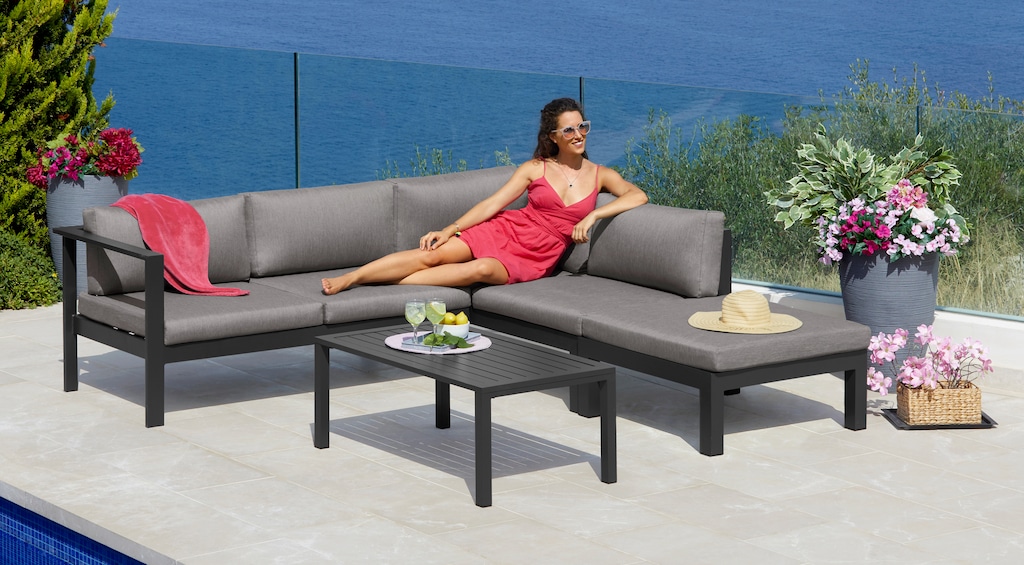 KONIFERA Gartenlounge-Set "Dubai", (14 tlg.), Ecklounge, Tisch 100x59 cm günstig online kaufen