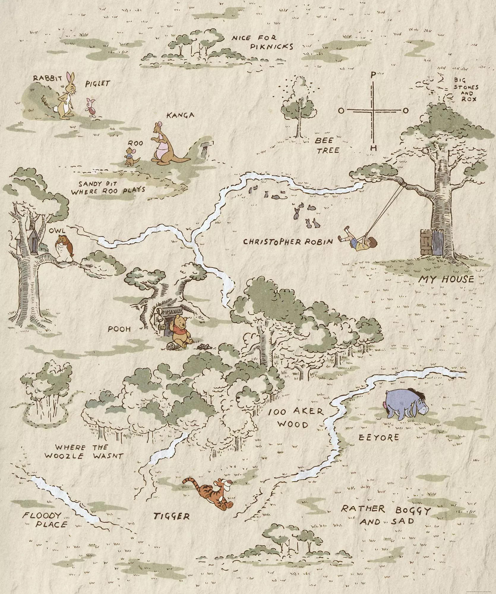 Fototapete Winnie the Pooh Map günstig online kaufen